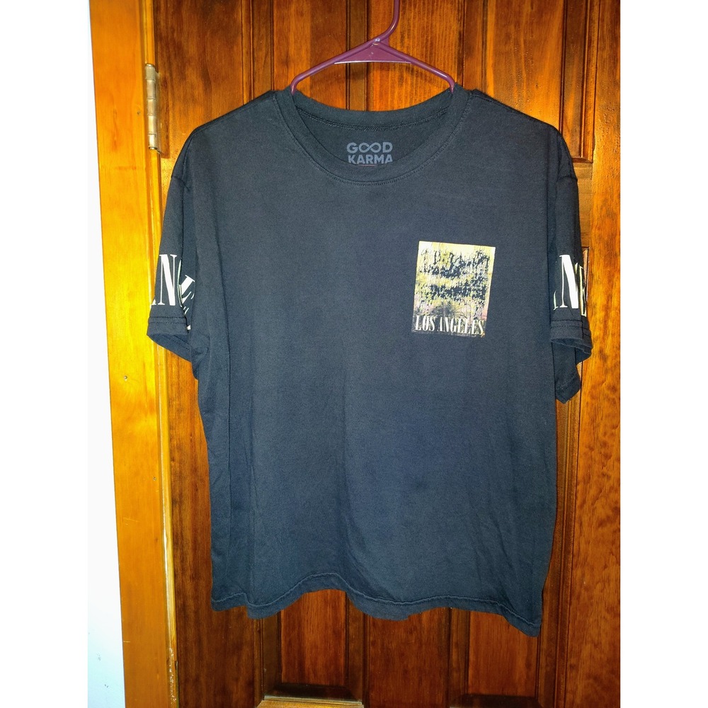 GOOD KARMA Mens Black Graphic T Shirt Los Angeles Print Short Sleeve Size L